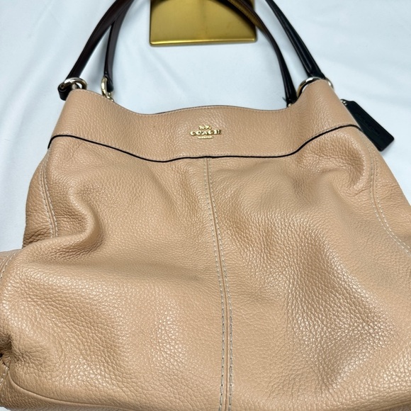 Coach NY Lexy F31987 Tan Pebble Leather Shoulder Bag Satchel w/storage bag - Picture 11 of 15